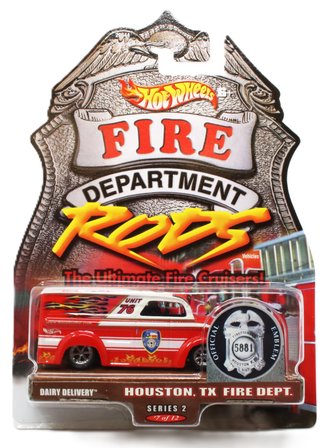 1:64 FD Rods - Dairy Delivery - Houston, TX Fire Dept. (Red/White w/Flames)