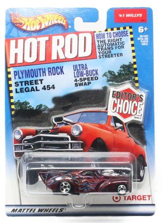 1:64 Hot Wheels Editors Choice Series 2 - Hot Rod '41 Willys (Dark Red w/Flames)