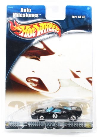 1:64 Hot Wheels Auto Milestones - Ford GT-40 #7 (Black w/White Stripes)