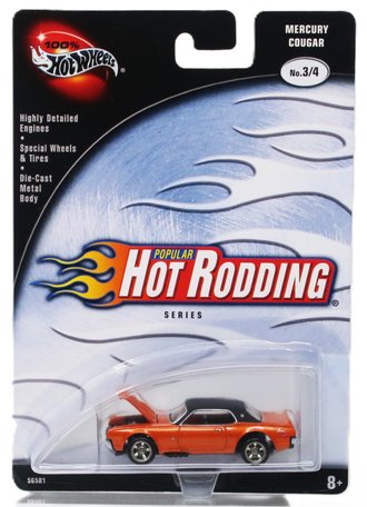 1:64 100% Hot Wheels - Popular Hot Rodding Series - Mercury Cougar (Orange w/Black Roof)