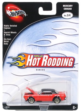 1:64 100% Hot Wheels - Popular Hot Rodding Series - Mercury Cougar (Red w/Black Roof)