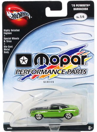 1:64 100% Hot Wheels - Mopar Performance Parts Series - 1970 Plymouth Barracuda (Green/Black)