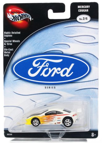 1:64 100% Hot Wheels - Ford Series - Mercury Cougar (White w/Flames)