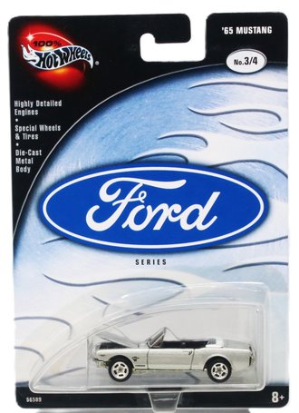 1:64 100% Hot Wheels - Ford Series - 1965 Ford Mustang Convertible (Silver)