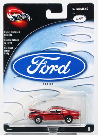1:64 100% Hot Wheels - Ford Series - 1967 Ford Mustang (Red w/Black Stripe)