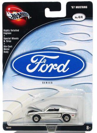 1:64 100% Hot Wheels - Ford Series - 1967 Ford Mustang (Silver w/Black Stripe)