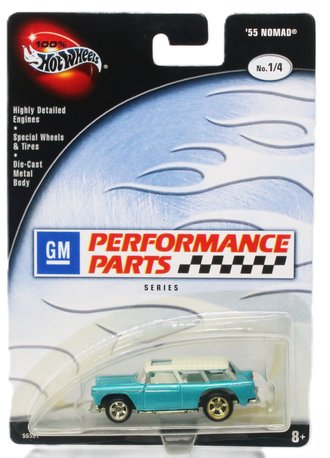 1:64 100% Hot Wheels - GM Performance Parts Series - 1955 Chevy Nomad (Blue)