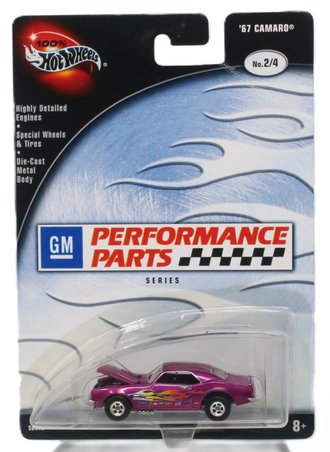 1:64 100% Hot Wheels - GM Performance Parts Series - 1967 Chevy Camaro (Purple w/Flames) **Creases**