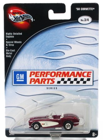 1:64 100% Hot Wheels - GM Performance Parts Series - 1958 Corvette (Dark Red)