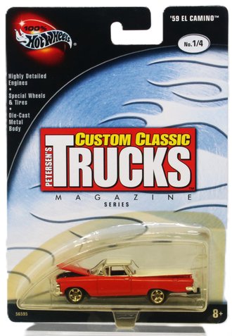1:64 100% Hot Wheels - Custom Classic Trucks Series - 1959 El Camino (Red) ***Yellowing***