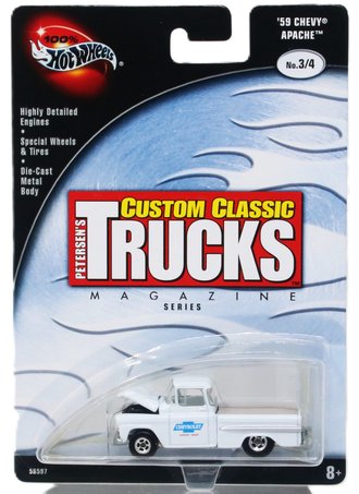 1:64 100% Hot Wheels - Custom Classic Trucks Series - 1959 Chevy Apache (White)