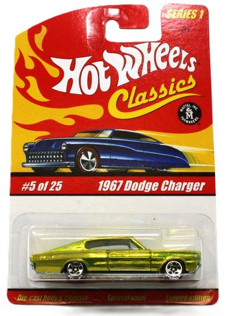 1:64 Hot Wheels Classics - 1967 Dodge Charger (Lime Green w/Flames)