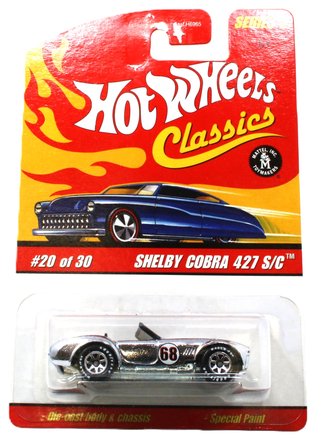 1:64 Hot Wheels Classics - Shelby Cobra 427 S/C (Silver w/Red Stripe)