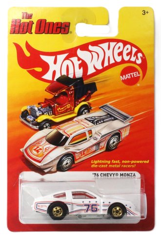 1:64 Hot Wheels - The Hot Ones - 1976 Chevy Monza #76 (White w/Red White & Blue Stripes) 1:64 Hot Wheels - The Hot Ones - 1976 Chevy Monza #76 (White w/Red White & Blue Stripes)