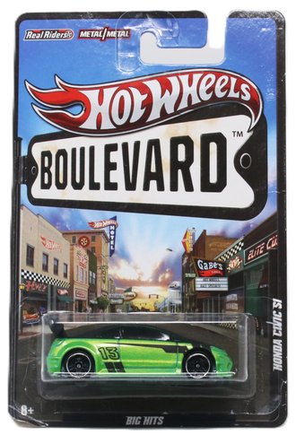 1:64 Boulevard - Big Hits - Honda Civic S1 (Green/Black w/Green Stripes) ***Blister Damage***