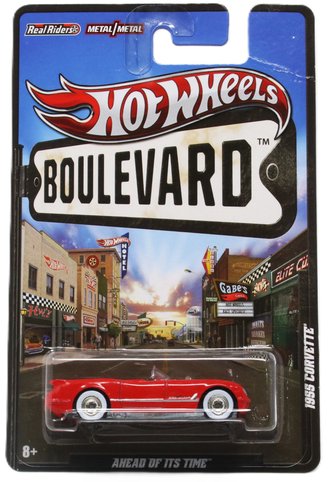 1:64 Boulevard - Ahead of Its Time - 1955 Corvette Convertible (Red) ***Blister Card Damage***