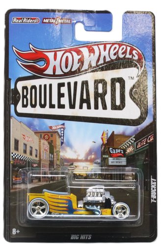 1:64 Boulevard - Big Hits - T-Bucket (Yellow w/Blue Stripes)
