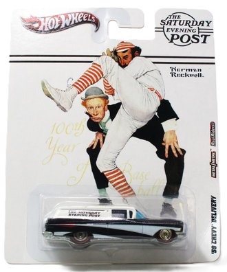 Hot Wheels Premium - The Saturday Evening Post - '59 Chevy Delivery (Black/White) ***Creased***