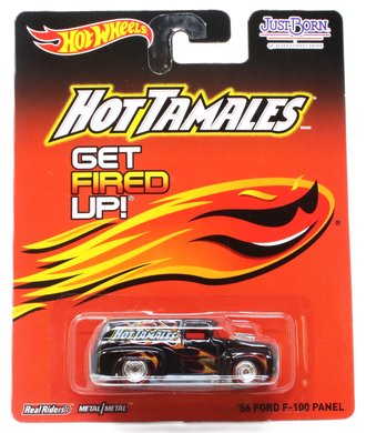 Hot Wheels Premium - JustBorn - '56 Ford F-100 Panel "HotTamales" (Black w/Flames)