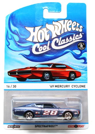 1:64 Cool Classics - 1969 Mercury Cyclone (Silver Blue Metallic w/Red Racing Stripes)