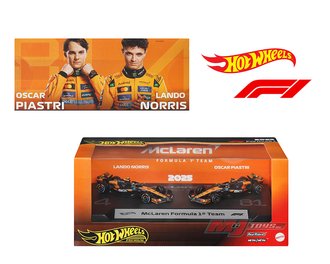 1:64 F1 Racing 2025 Premium 2-Pack - Team McLaren Oscar Piastri #81 / Lando Norris #4
