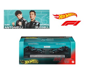 1:64 F1 Racing 2025 Premium 2-Pack - Team Mercedes-AMG George Russel #63 / Kimi Antonelli #12