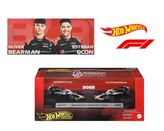 1:64 F1 Racing 2025 Premium 2-Pack - Team MoneyGram Haas Esteban Ocon #31 / Oliver Bearman #87