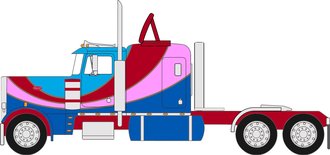 1:64 1973 Peterbilt 359 (Blue/Red/Pink)