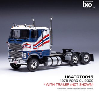 1:64 1976 Ford CL 9000 w/Vintage Trailer (Red/White/Blue)