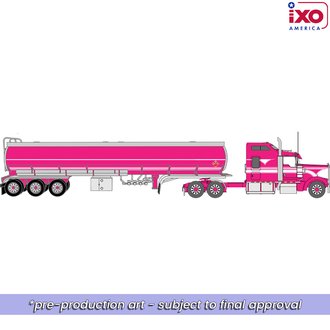 1:64 1990 Kenworth W900 w/Tri-Axle Petroleum Tanker (Pink)
