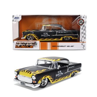 1:24 Big Time Muscle - 1955 Chevy Bel Air (Black w/Flames)