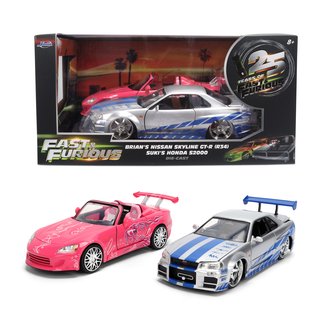 1:24 Fast & Furious - Brian's Nissan Skyline GT-R & Suki's Honda S2000 (Twin Pack)