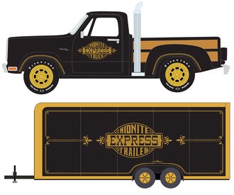 1:64 1978 Dodge Midnite Express w/Enclosed Car Trailer (Black)