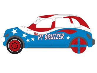 1:64 Demolition Derby - 2002 Chrysler PT Cruiser (Red/White/Blue) 1:64 Demolition Derby - 2002 Chrysler PT Cruiser (Red/White/Blue)