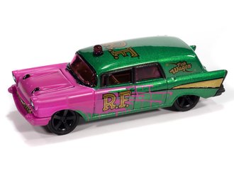 1:64 1957 Chevy Ambulance "Rat Fink" (Green Metallic/Hot Pink w/Gold Rat Fink Graphics)