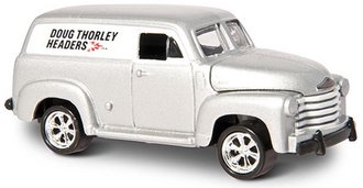 1:64 1950 Chevy Panel Delivery "Doug Thorley Headers" (Silver/White)