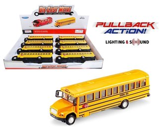 7.75" School Bus Pull-Back Action w/Light & Sound (Yellow)