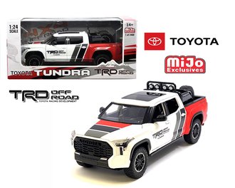 1:24 2023 Toyota Tundra TRD Off-Road Custom w/Tire Rack (White/Gray/Black/Red)