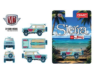 1:64 1975 GMC Jimmy Sierra 4×4 Custom w/ Surfboard (Turquoise) 1:64 1975 GMC Jimmy Sierra 4×4 Custom w/ Surfboard (Turquoise)