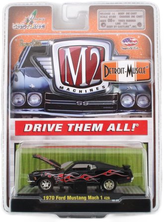 1:64 1970 Ford Mustang Mach 1 (Black w/Red Flames)