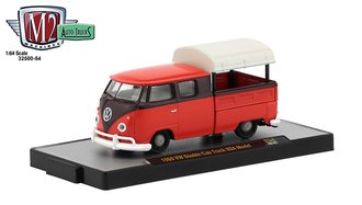 1:64 1960 Volkswagen Double Cab Truck USA Model (Sealing Wax Red/Chestnut Brown)
