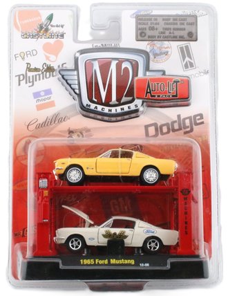 1:64 Auto-Lift 2-Pack - 1965 Ford Mustang (Yellow & White) 1:64 Auto-Lift 2-Pack - 1965 Ford Mustang (Yellow & White)
