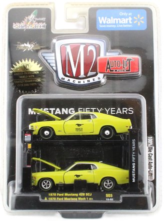 1:64 Auto-Lift 2-Pack - 1970 Ford Mustang 428 SCJ & 1970 Ford Mustang Mach 1 (Lime Green) 1:64 Auto-Lift 2-Pack - 1970 Ford Mustang 428 SCJ & 1970 Ford Mustang Mach 1 (Lime Green)