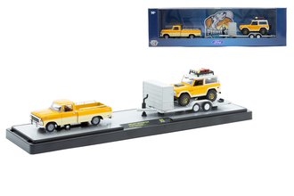 1:64 1969 Ford F-100 Ranger Truck & 1971 Ford Bronco (White)