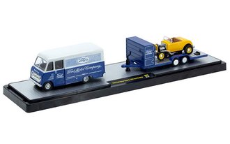 1:64 1948 Ford Parcel Truck w/1932 Ford Roadster (Blue/Yellow)