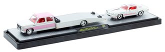 1:64 1980 Chevrolet Ramp Truck w/1980 Chevrolet Camaro Z28 (Pink/White) 1:64 1980 Chevrolet Ramp Truck w/1980 Chevrolet Camaro Z28 (Pink/White)