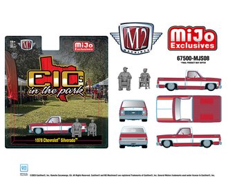 1:64 1978 Chevrolet Silverado w/2 Figures (Red/White) "C10s In The Park" 1:64 1978 Chevrolet Silverado w/2 Figures (Red/White) "C10s In The Park"