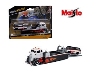 1:64 COE Flatbed w/1979 Chevrolet K5 Blazer Custom (White/Black w/Flames)
