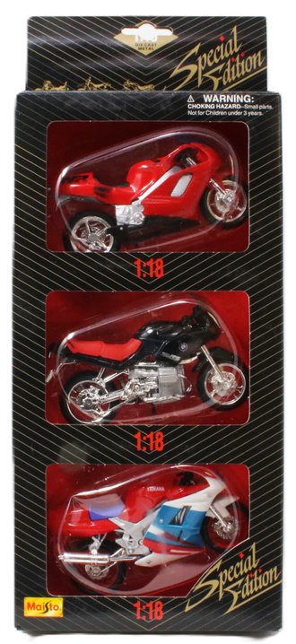 1:18 Special Edition Motorcycle Three Pack w/Honda NR 750, BMW R1100RS & Yamaha FZR1000