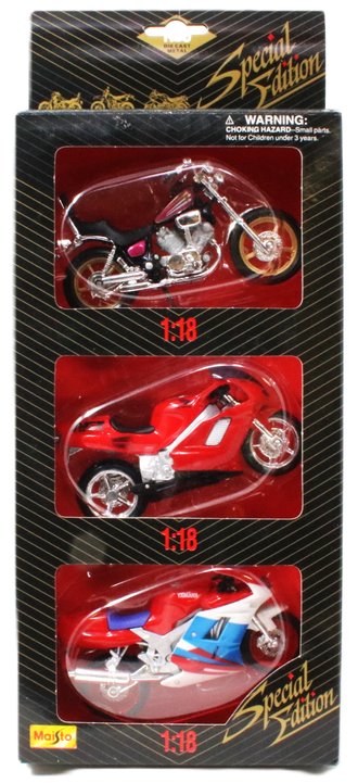 1:18 Special Edition Motorcycle Three Pack w/Yamaha Virage, Honda NR750 & Yamaha FZR1000